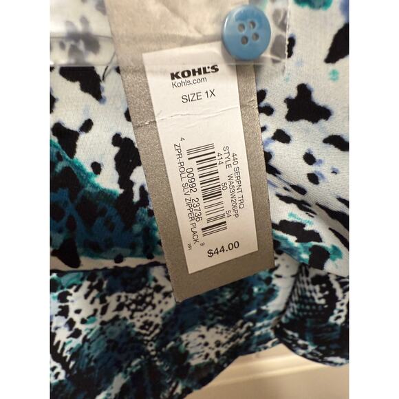 NWT Apt 9 Polyester lightweight business wear Snake print teal black Size 1X - Picture 3 of 7